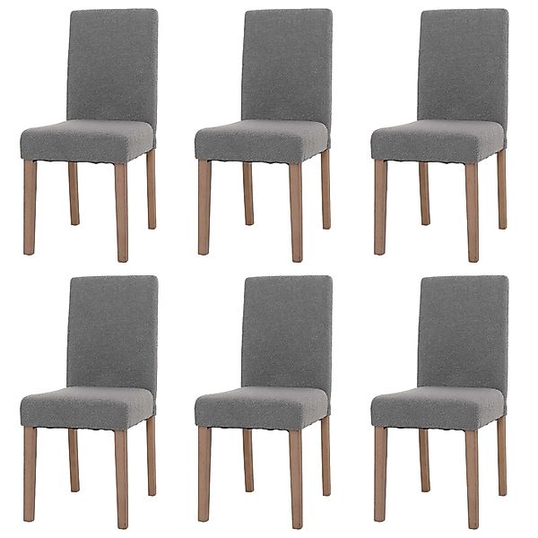 MCW Esszimmerstuhl Littau Boucle 6er-Set Grau Naturfarbene Beine günstig online kaufen