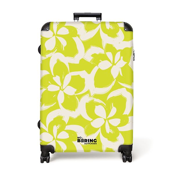 NoBoringSuitcases.com© Hartschalen-Trolley Gelb mit weißen Blüten günstig online kaufen