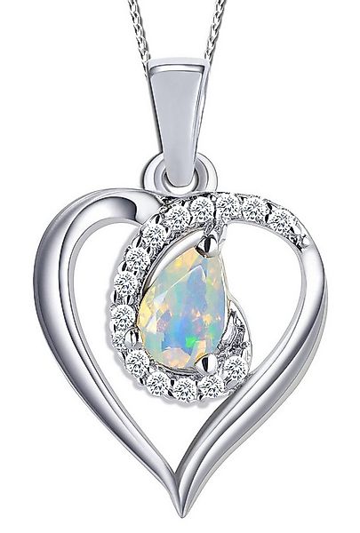 Limana Herzkette echter Edelstein Äthiopischer Opal Herz Anhänger 925 Silbe günstig online kaufen