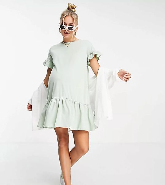 In The Style x Brooke Vincent – Umstandsmode – Kurzes Etuikleid in Salbei m günstig online kaufen