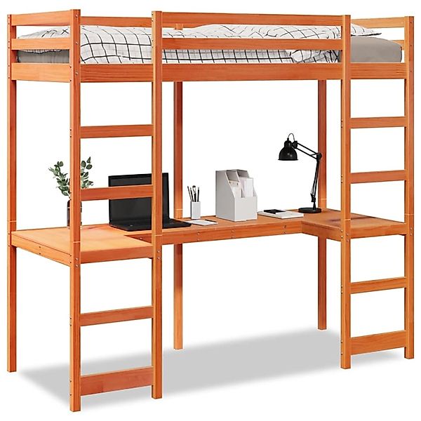 vidaXL Hochbett ohne Matratze Wachsbraun 80x200 cm Massivholz Kiefer 330857 günstig online kaufen