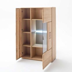Wohnzimmer Highboard aus Eiche Glaseinsatz günstig online kaufen