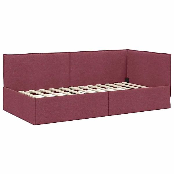 vidaXL Eckbettgestell mit Kopfteil Weinrot 100 x 200 cm Stoff 42016458 günstig online kaufen