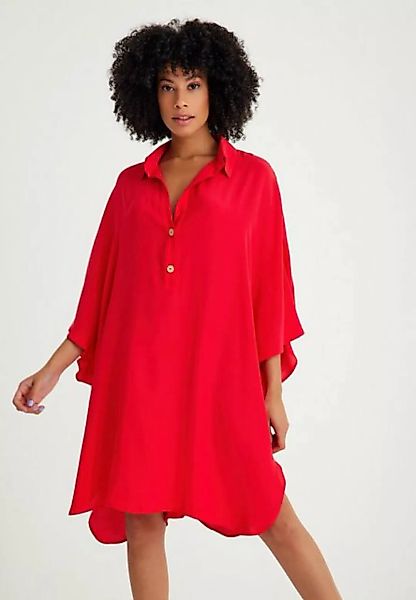 Just Like You Strandkleid Kurzes Strandkleid mit rotem Hemdkragen günstig online kaufen