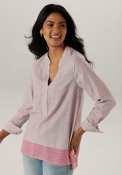 Aniston SELECTED Longbluse, mit Rankenmusterung und Bordürendruck am Saum günstig online kaufen