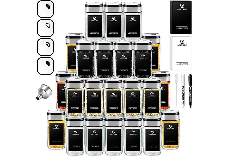 KingLux Gewürzbehälter 35Stk.Glas Gewürzdosen 120ml,Gewürzgläser Eckig mit günstig online kaufen