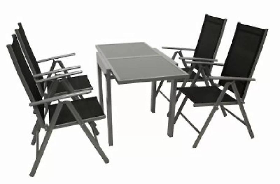 DEGAMO® Garnitur AMALFI 5-teilig, Aluminium + Kunstgewebe schwarz grau günstig online kaufen
