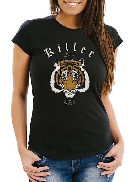 Neverless Print-Shirt Damen T-Shirt Biker Killer günstig online kaufen