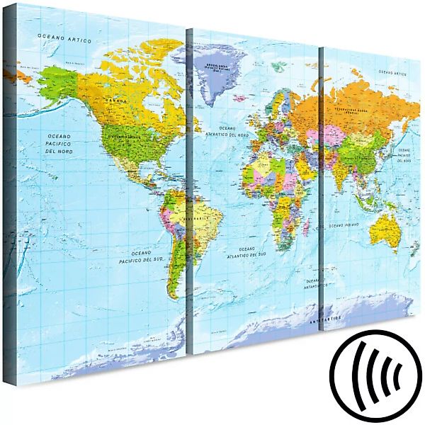 Wandbild World Map: Colour Palettes (3 Parts) Italian Text XXL günstig online kaufen