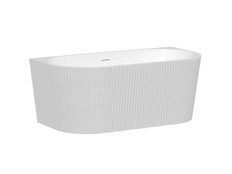 Halb freistehende Badewanne - gerippt - Acryl - 149 x 75 x 58 cm - Weiß glä günstig online kaufen