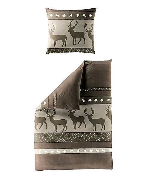 JACK Bettwäsche 135x200cm Hirsch Braun oder Grün Bierbaum, Biber, 2 teilig, günstig online kaufen