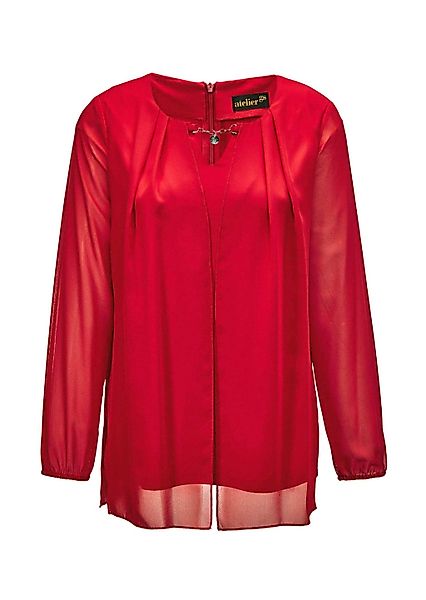 GOLDNER Kurzarmbluse "Kurzgröße Festliche Bluse mit Chiffonüberwurf und Sch günstig online kaufen