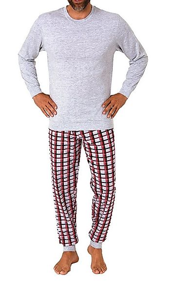 Normann Pyjama Normann Herren Pyjama lang mit Bündchen und karierter Jersey günstig online kaufen