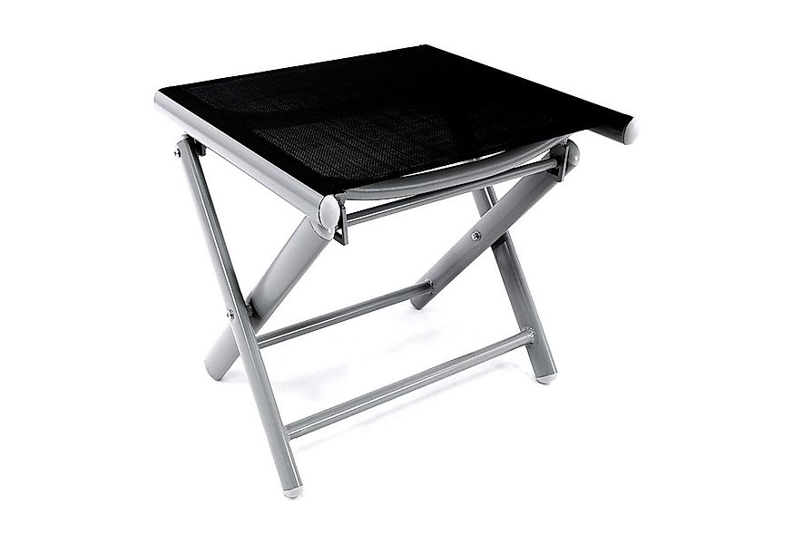 INDA-Exclusiv Armlehnstuhl Garten Klapphocker Fußhocker Silbergrau/Schwarz günstig online kaufen