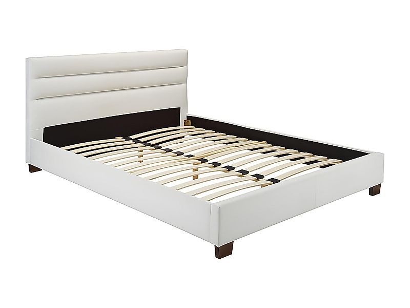 Polsterbett - 140 x 190 cm - Kunstleder - Weiß - FAUSTIN günstig online kaufen