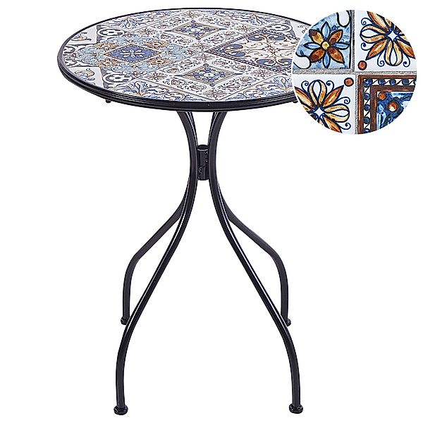 Beliani Gartentisch CIVITA Schwarz Blau Braun 60x60x75 günstig online kaufen