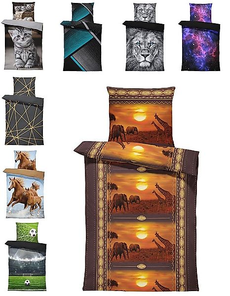 One Home Bettwäsche Fotodruck, Mikrofaser, 4 teilig, Afrika Safari Elefante günstig online kaufen