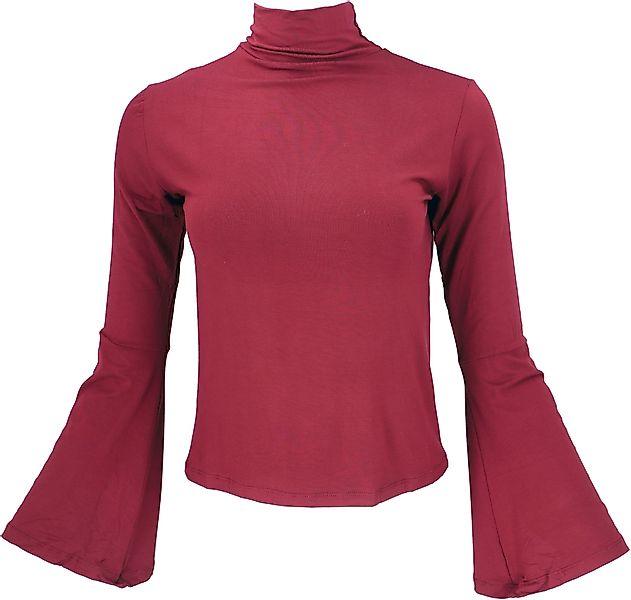Guru-Shop Longsleeve Schmales Langarmshirt mit Trompetenärmel günstig online kaufen