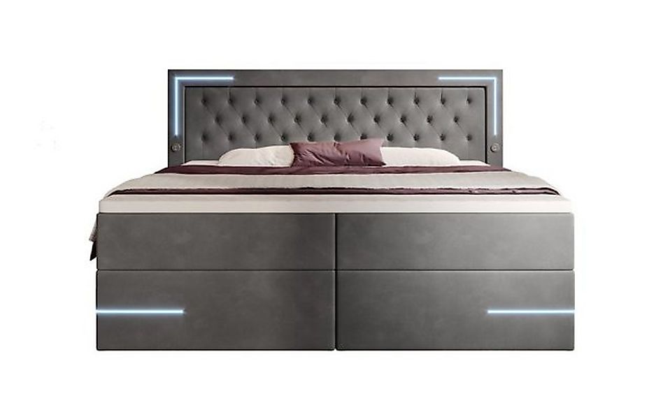Luxusbetten24 Boxspringbett Carlotta, mit LED, Stauraum, USB-Anschluss und günstig online kaufen