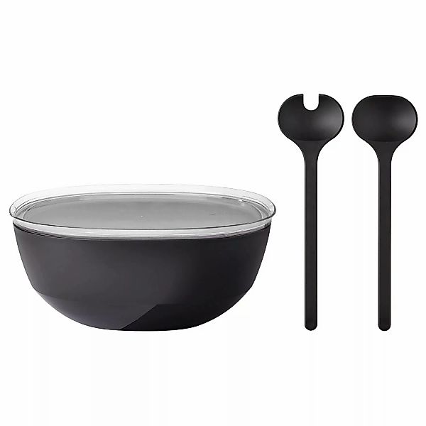 Mepal Silueta Servierschale mit Deckel und Salatbesteck 5000 ml Nordic Blac günstig online kaufen