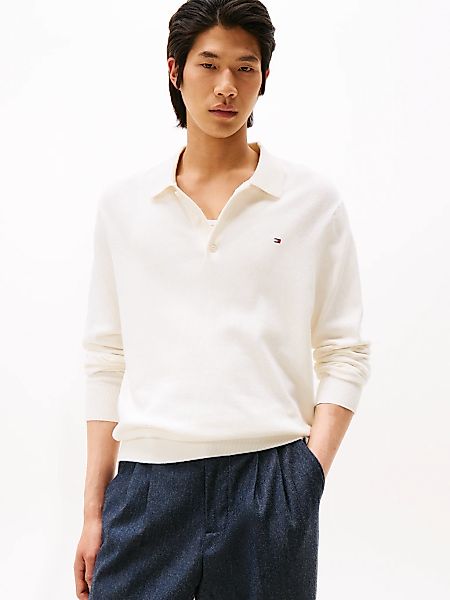 Tommy Hilfiger Polokragenpullover "PIMA ORG CTN CASHMERE LS POLO", Flag-Sti günstig online kaufen