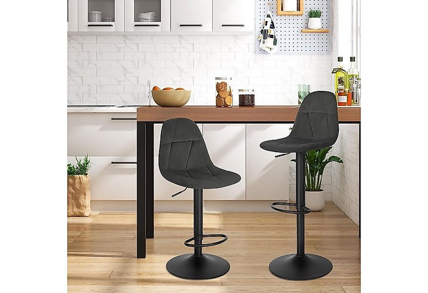 EUGAD Barhocker (1 St), drehhocker mit Rückenlehne höhenverstellbar Samtbez günstig online kaufen