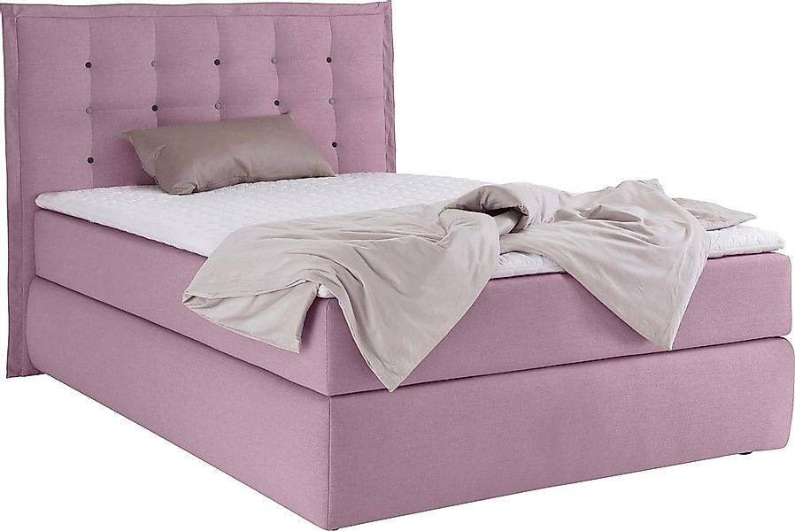 INOSIGN Boxspringbett "Sagres", Kopfteil mit 2farbiger Flatterbiese und zwe günstig online kaufen
