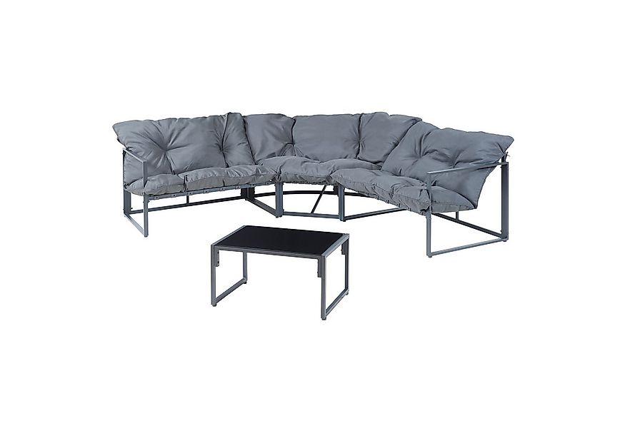 casa.pro Loungeset, (Set, 4-tlg), »Karg« Sofa mit Couchtisch Kissen Dunkelg günstig online kaufen