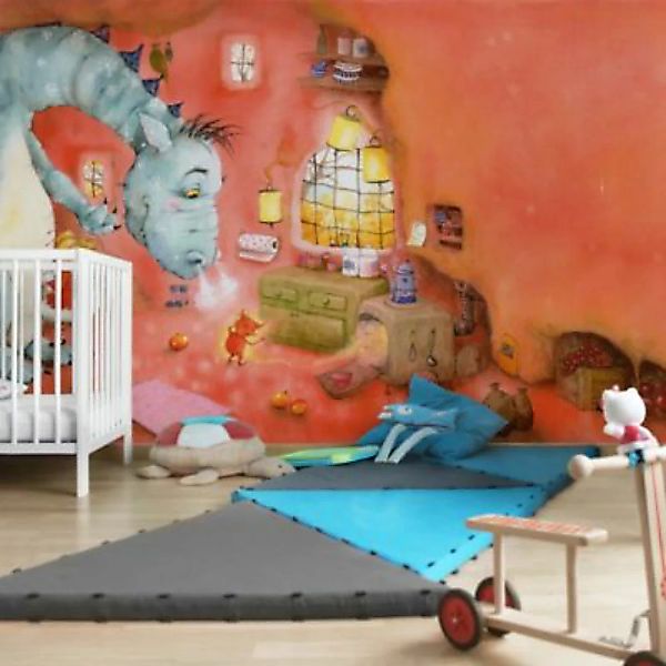 Bilderwelten Kindertapete Wassili Waschbär - Mmh, Bratäpfel rot Gr. 480 x 3 günstig online kaufen