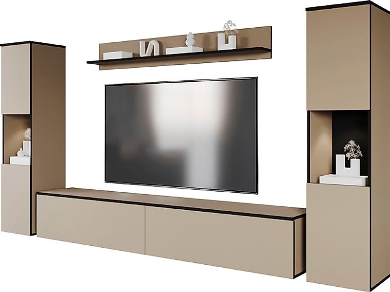 INOSIGN Wohnwand »PARIS, Vitrine Türanschlag links/rechts wechselbar«, (Kom günstig online kaufen