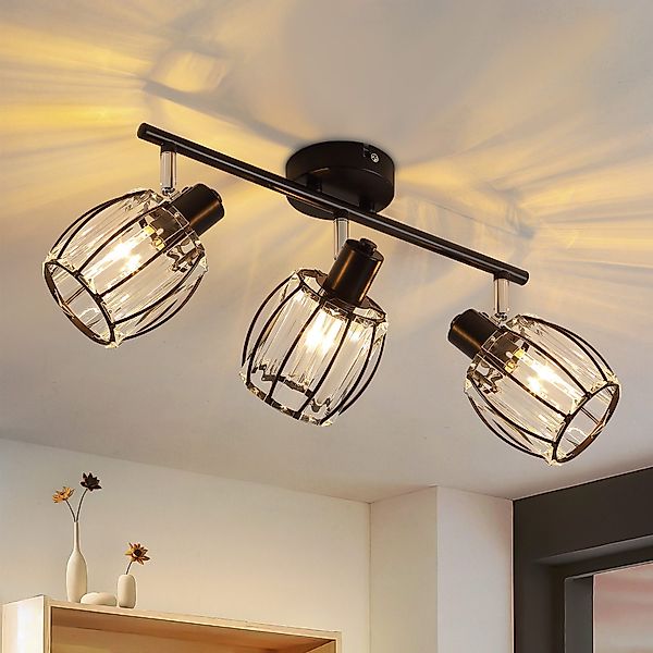 Nettlife Deckenstrahler Kristall Vintage Schwarz E14 günstig online kaufen