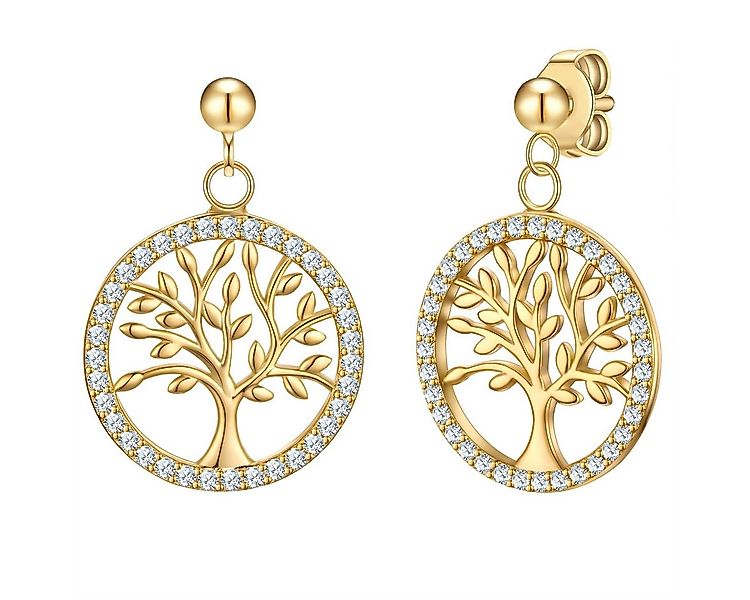 Rafaela Donata Paar Ohrhänger Lebensbaum gelbgold, mit Zirkonia günstig online kaufen