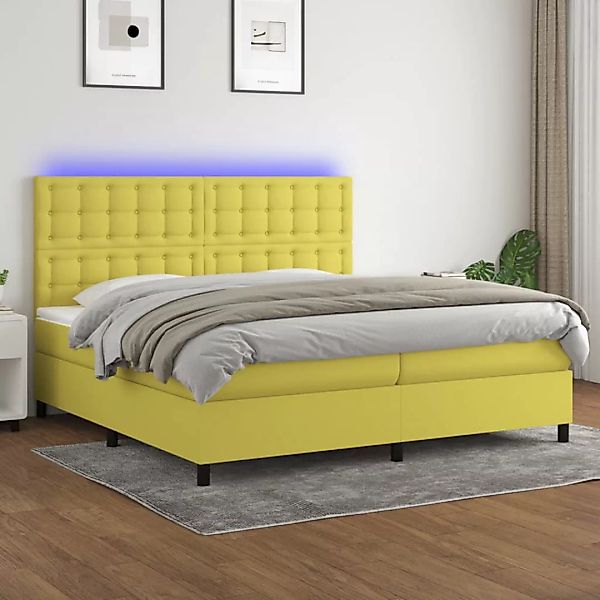 Vidaxl Boxspringbett Mit Matratze & Led Grün 200x200 Cm Stoff günstig online kaufen