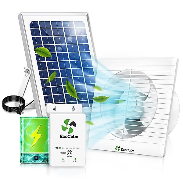 ecoCalm Akku-Ventilator Wasserdichter Solarventilator Outdoor, 100mm günstig online kaufen
