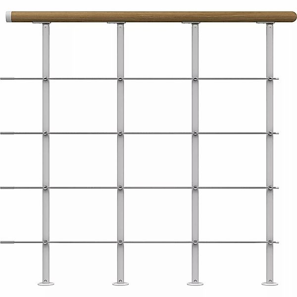 Dolle Brüstungsgeländer Boston Startset 100 cm Weiß Handlauf Eiche FSC® günstig online kaufen