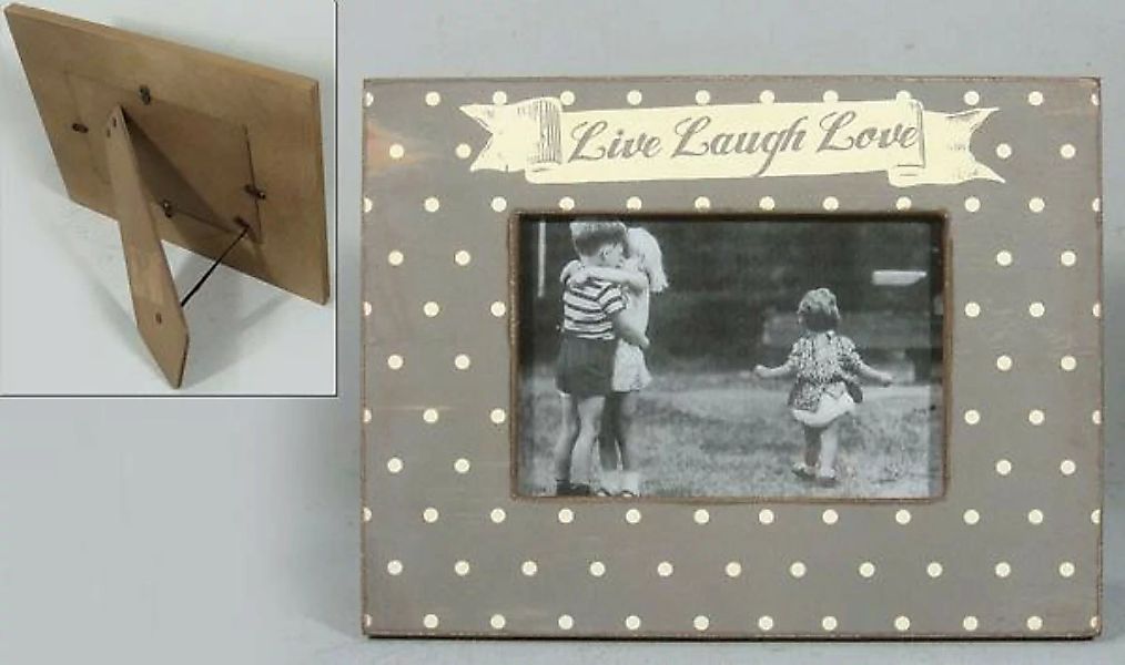 Bilderrahmen Vintage 13 x 18 cm, Grau Beige, Live Laugh Love günstig online kaufen