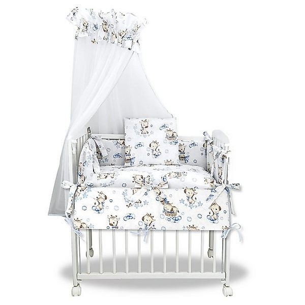 Baby-Delux Beistellbett Babybett Giraffe Blau, 10-tlg., Stillbett 90x40 wei günstig online kaufen