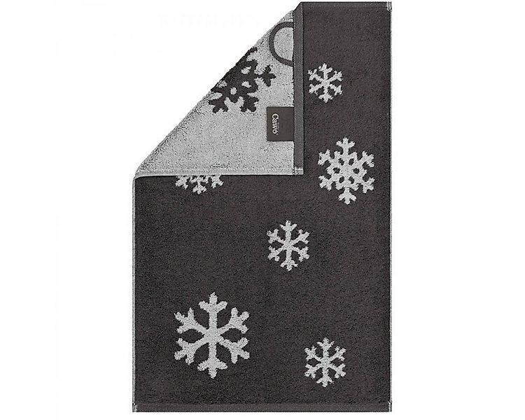 Cawö Badetücher Gäste Handtuch Winter Edition Schneekristalle Basalt Platin günstig online kaufen