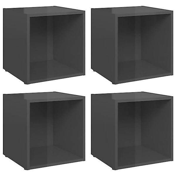 furnicato TV-Schrank TV-Schränke 4 Stk. Hochglanz-Grau 37x35x37 cm Holzwerk günstig online kaufen