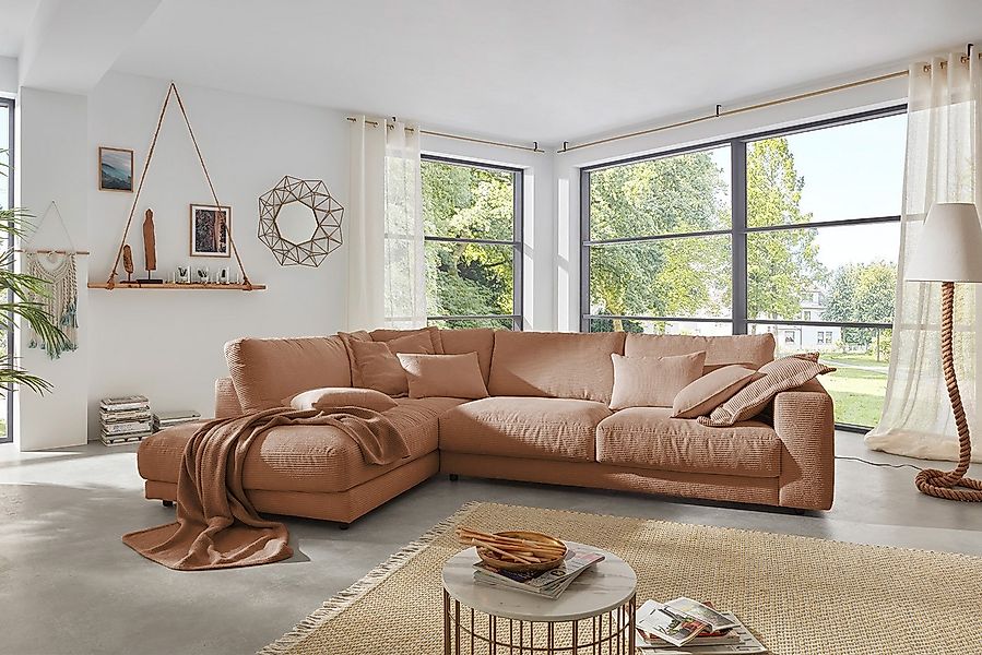 KAWOLA Ecksofa MADELINE, Couch L-Form rechts oder links, Cord verschiedene günstig online kaufen