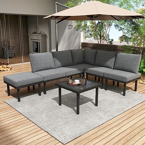 Flieks Gartenlounge-Set, 6 Sitzer frei-kombinierbar Gartenmöbel günstig online kaufen