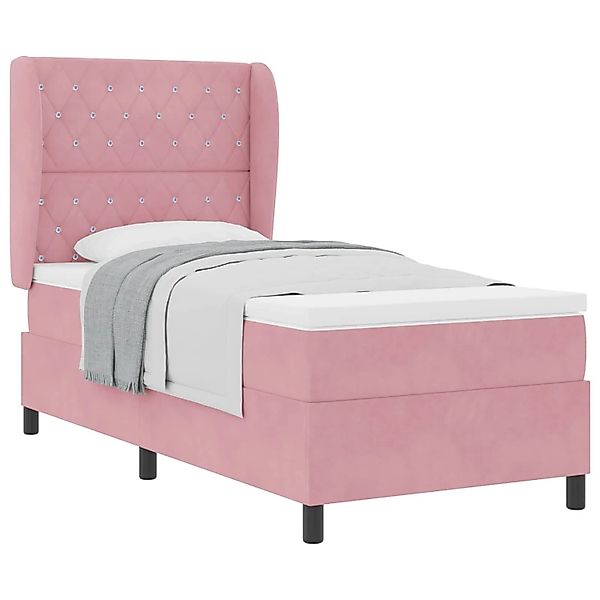 vidaXL Boxspringbett mit Matratze Rosa 190 x 90 cm Polyester 3340855 günstig online kaufen
