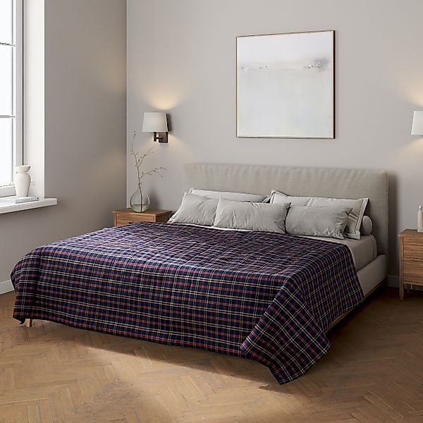Tagesdecke mit Streifen-Steppung, blau-rot, Quadro (142-68) günstig online kaufen