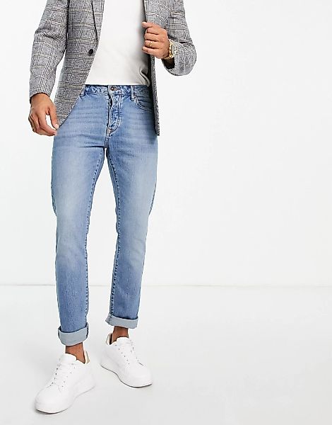 Topman – Essential – Schmal geschnittene Jeans in mittlerer Waschung-Blau günstig online kaufen