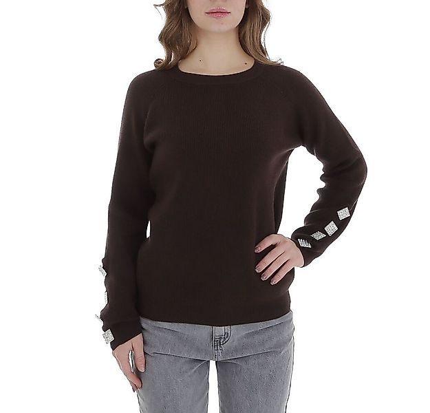 Ital-Design Strickpullover Damen Freizeit (88578873) Strass Stretch Strickp günstig online kaufen
