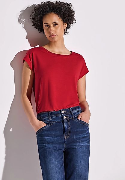 STREET ONE T-Shirt, mit Dekortape und elastischem Saum günstig online kaufen
