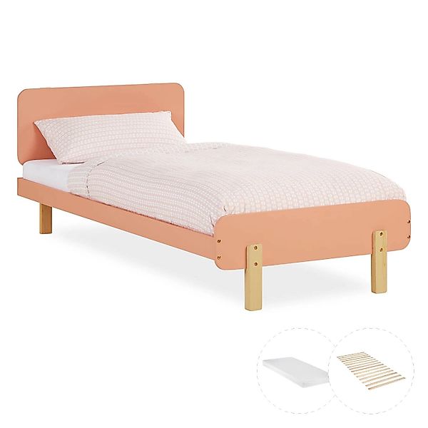 Homestyle4u Kinderbett 90x200 mit Lattenrost und Matratze in Rot 2806 günstig online kaufen
