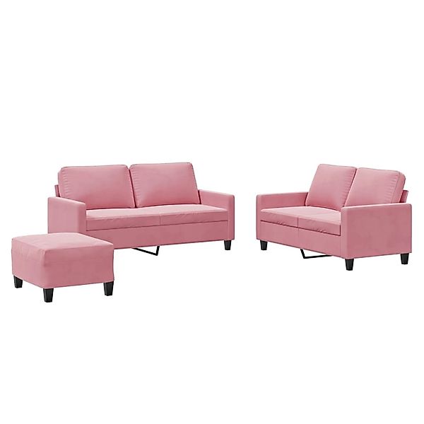 vidaXL 3-Tlg Sofagarnitur mit Kissen Rosa Samt 3201509 günstig online kaufen