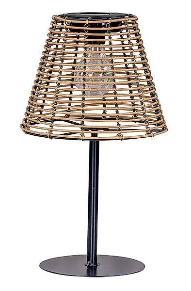Levandeo® LED Solarleuchte, Solar Tischlampe Rattanoptik H34cm Natur Schwar günstig online kaufen