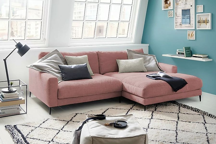 KAWOLA Ecksofa CARA, Sofa Cord, Recamiere links od. rechts, versch. Farben günstig online kaufen